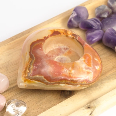 Svícen zelený onyx srdce – Srdce plné klidu